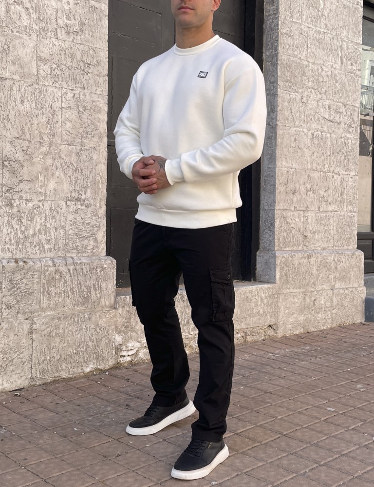 Ανδρικό μαύρο υφασμάτινο cargo παντελόνι 210920B φωτογραφία